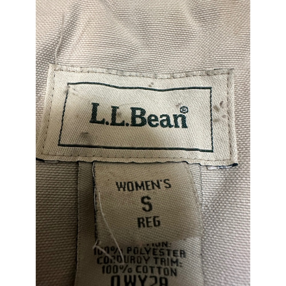 LL Bean Womens Small Tan Canvas Field Coat Corduroy Collar Barn Jacket 0WY28 - Picture 5 of 6